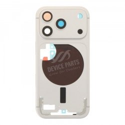 Middle Frame + Back Camera Lens and Bezel + Side Buttons + SIM Card Tray + Side Rails + Speaker Anti-Dust Mesh for iPhone 17 Pro European Version Silver OEM Middle Frame + Back Camera Lens and Bezel + Side Buttons + SIM Card Tray + Side Rails + Speaker Anti-Dust Mesh for iPhone 17 Pro European Version Silver OEM